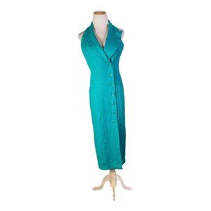 Vintage Althuser Size 6 Bright Teal Sleeveless Dress *Flaw